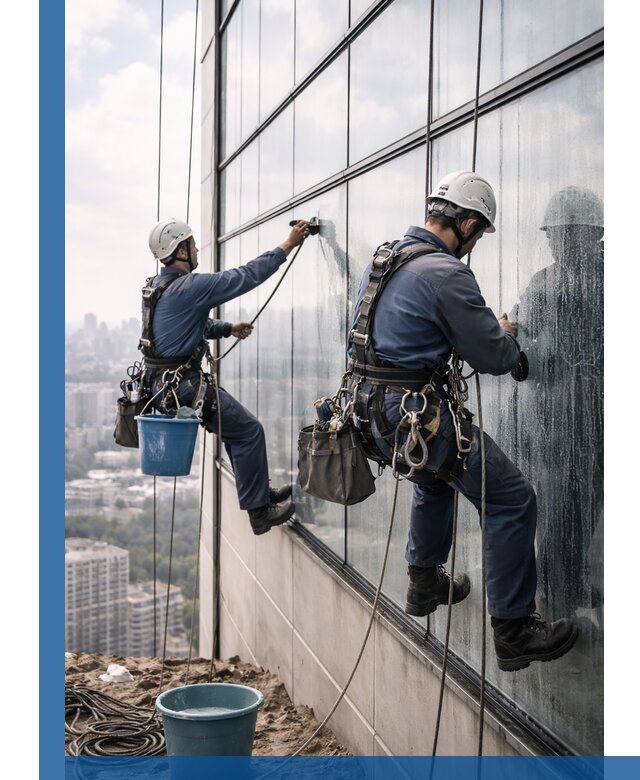 Профессиональная мойка фасадных окон альпинистами в Кандалакше