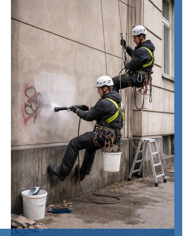 Удаление граффити с фасада в Кандалакше от 4546 р. | ВЫСОТНИК-Кнд