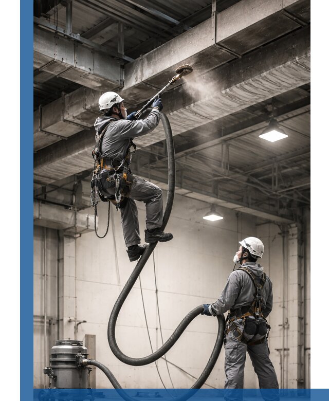 Обеспыливание потолочных конструкций в Кандалакше промышленным альпинизмом