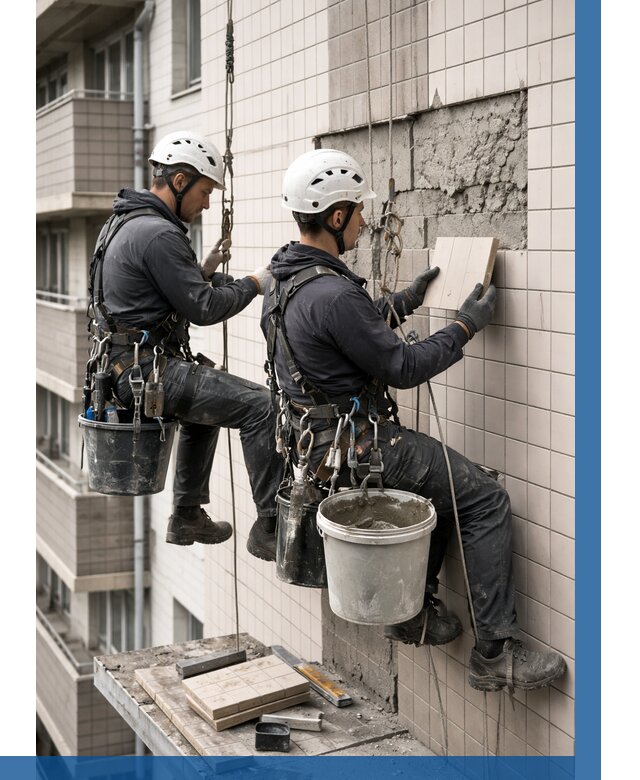 Ремонт облицовки фасада плиткой в Кандалакше от 1819 р. | ВЫСОТНИК-Кнд