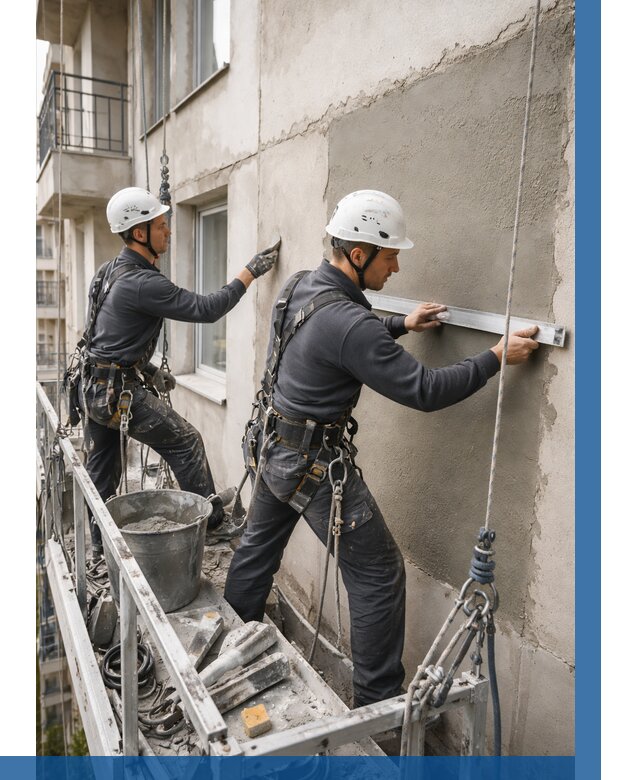 Штукатурка фасада на высоте в Кандалакше от 909 р. | ВЫСОТНИК-Кнд