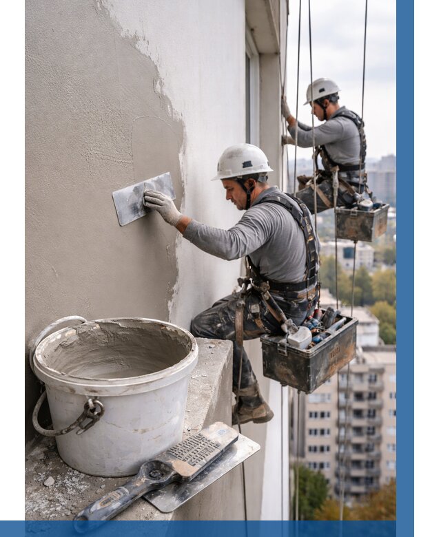 Шпаклевка фасада на высоте в Кандалакше от 707 р. | ВЫСОТНИК-Кнд