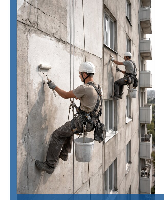 Покраска бетонного фасада в Кандалакше для жилых и промышленных объектов