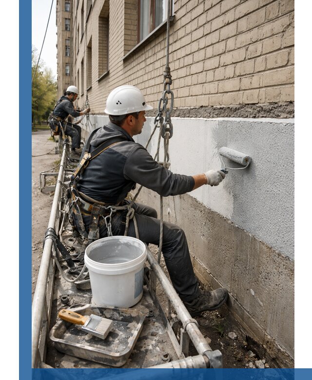 Окраска цоколя здания в Кандалакше профессионально и надежно