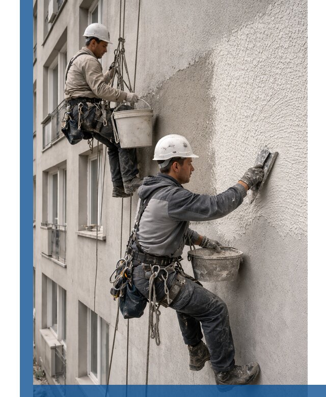 Нанесение декоративной штукатурки короед на фасад в Кандалакше