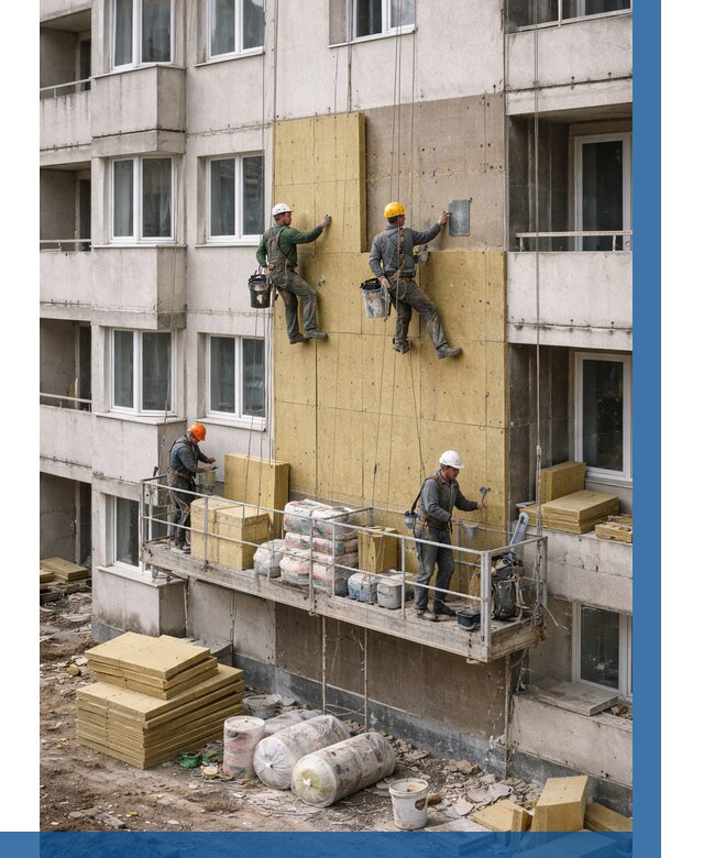 Утепление фасада минватой в Кандалакше от 1515 р. | ВЫСОТНИК-Кнд