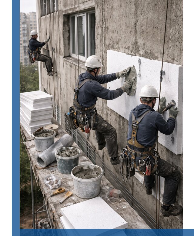 Утепление фасада пенополистиролом в Кандалакше под ключ