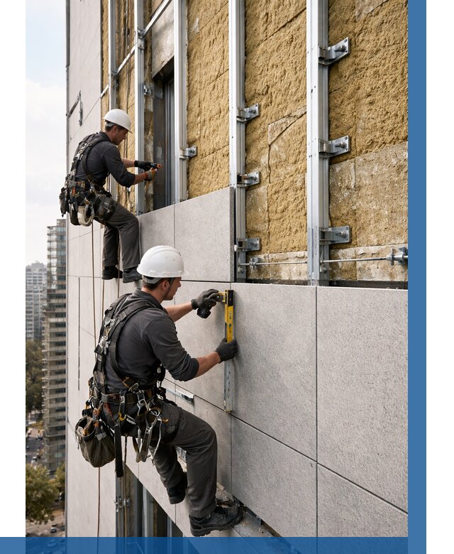 Монтаж вентилируемого фасада в Кандалакше от 3536 р. | ВЫСОТНИК-Кнд