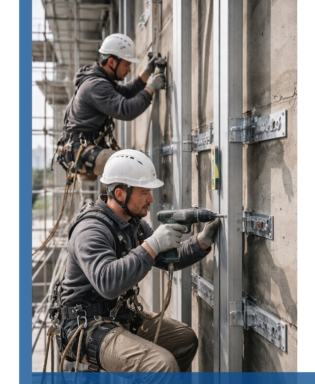 Монтаж и крепление подсистемы вентфасада в Кандалакше