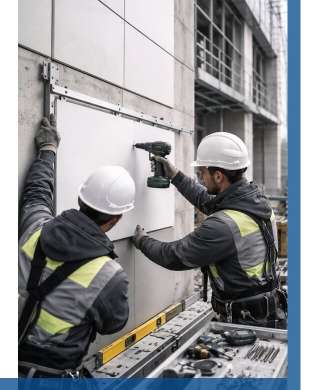 Монтаж композитных панелей фасада в Кандалакше от 2526 р. | ВЫСОТНИК-Кнд