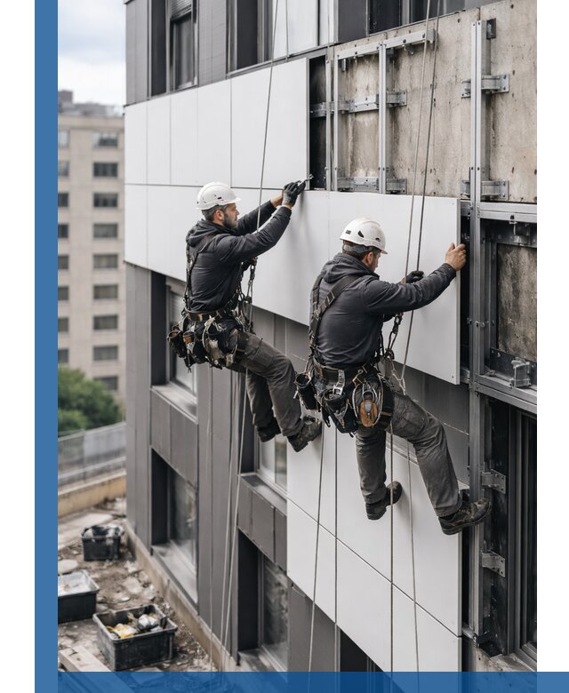 Монтаж композитных панелей фасада в Кандалакше под ключ