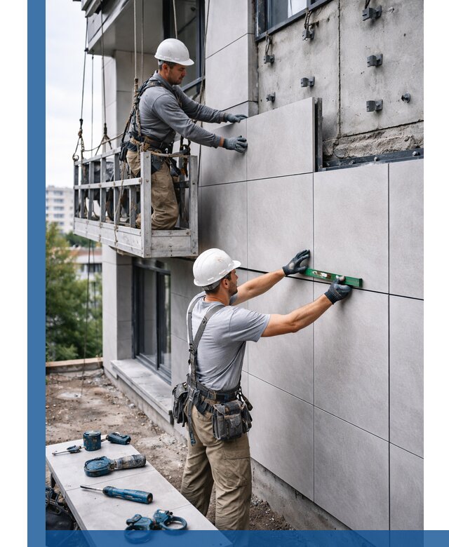 Монтаж керамогранита на фасад в Кандалакше под ключ с гарантией качества