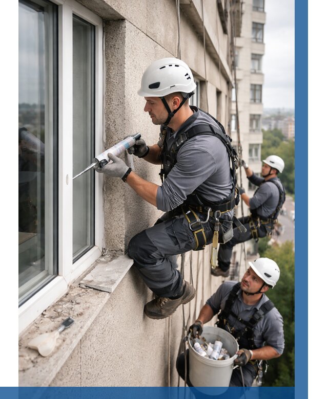 Герметизация оконных швов снаружи в Кандалакше от 1515 р. | ВЫСОТНИК-Кнд