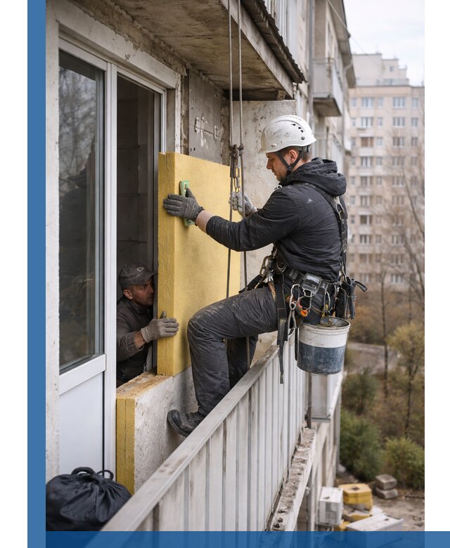 Профессиональное утепление балкона снаружи в Кандалакше под ключ