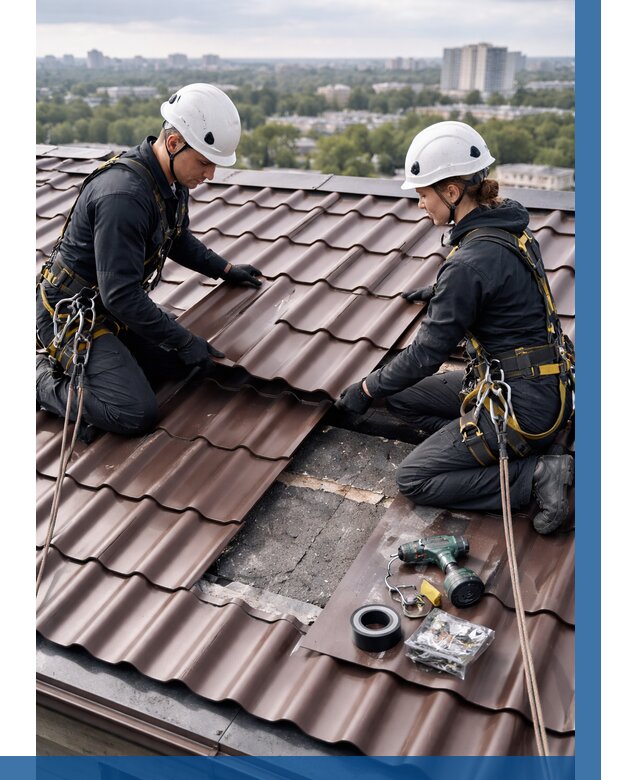 Ремонт металлочерепицы на крыше в Кандалакше от 909 р. | ВЫСОТНИК-Кнд