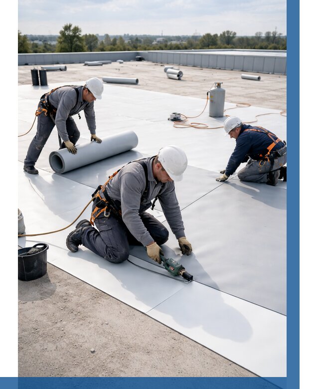 Монтаж мембранной кровли под ключ в Кандалакше от 1212 р. | ВЫСОТНИК-Кнд