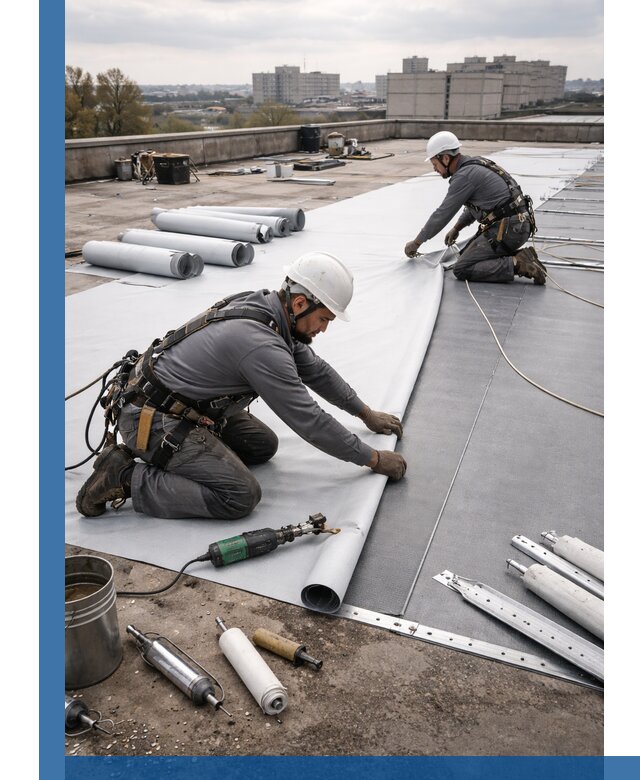 Монтаж мембранной кровли в Кандалакше для промышленных зданий