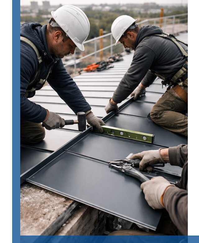 Монтаж фальцевой кровли в Кандалакше для промышленных зданий