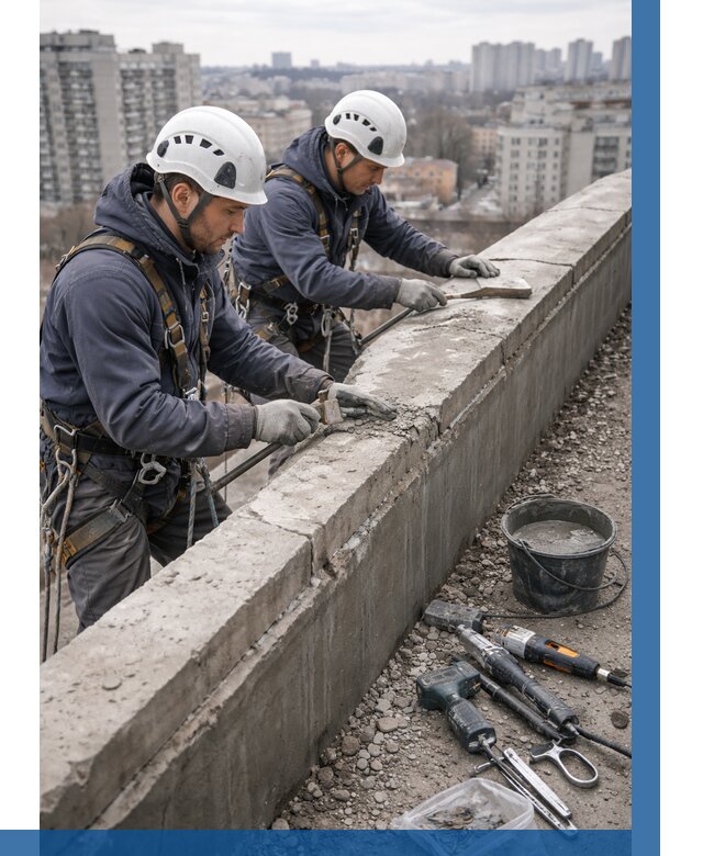 Ремонт парапета на кровле в Кандалакше от 1515 р. | ВЫСОТНИК-Кнд