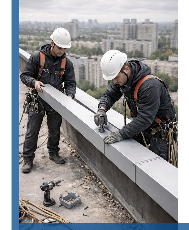 Монтаж парапетных крышек и ограждений кровли в Кандалакше