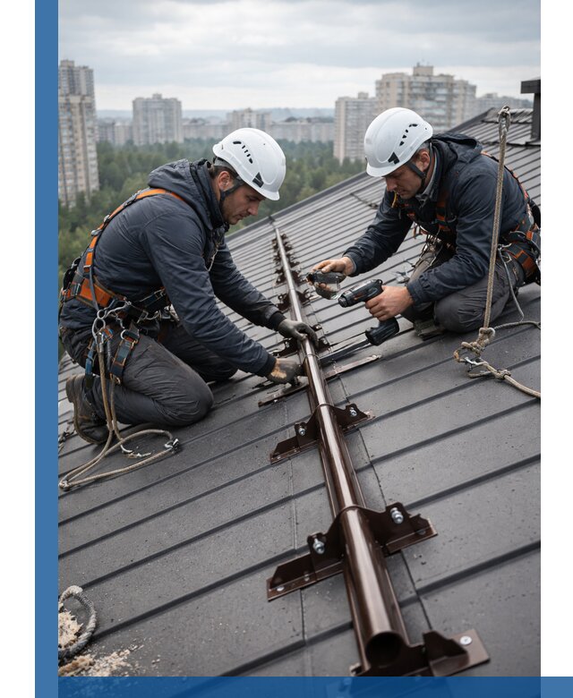 Монтаж снегозадержателей на кровле зданий в Кандалакше под ключ