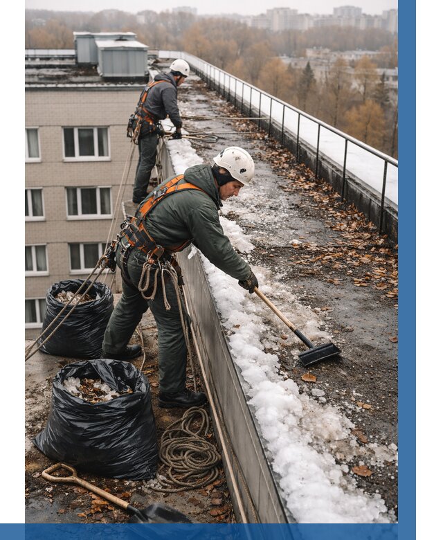 Очистка кровли по периметру в Кандалакше от 556 р. | ВЫСОТНИК-Кнд