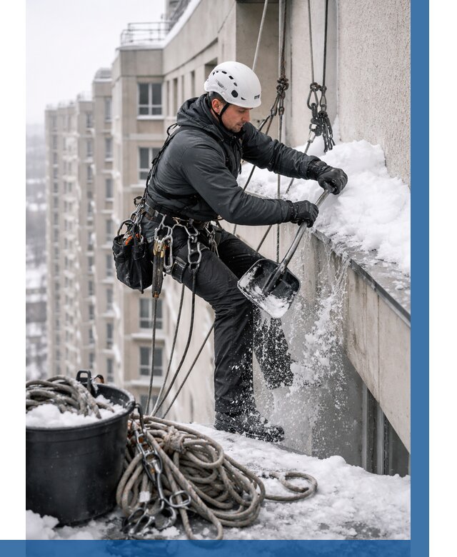 Очистка карнизов от снега в Кандалакше от 303 р. | ВЫСОТНИК-Кнд