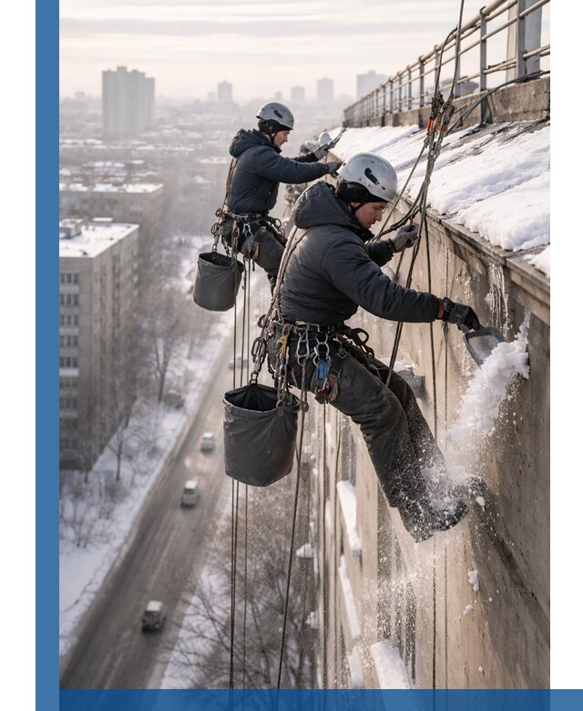 Очистка карнизов от снега в Кандалакше профессионально и безопасно