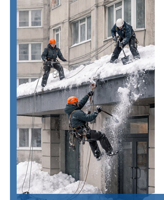 Безопасная очистка навесов от снега в Кандалакше круглогодично