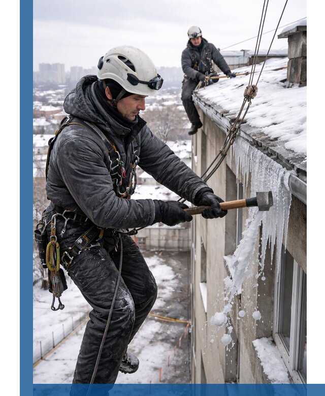 Сбивание и удаление сосулек с крыши в Кандалакше безопасно