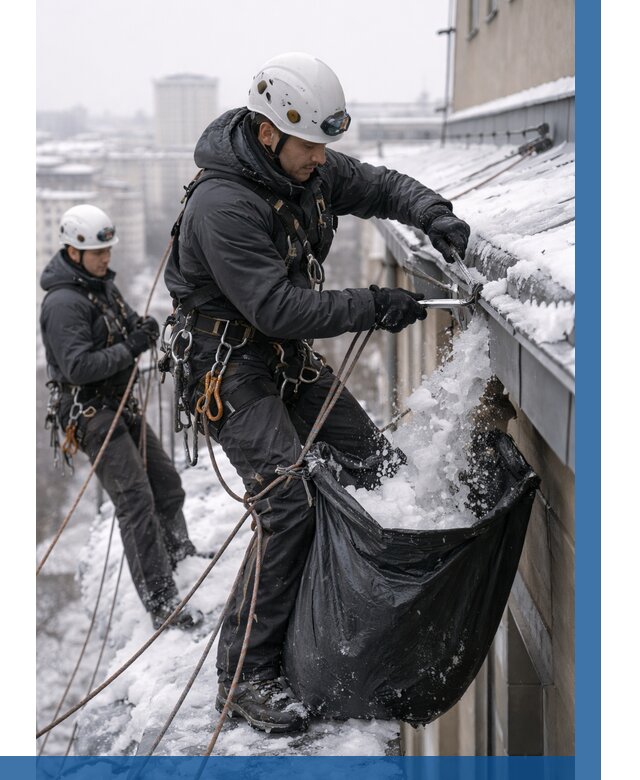 Аварийная очистка крыши в Кандалакше под ключ от 303 р. | ВЫСОТНИК-Кнд