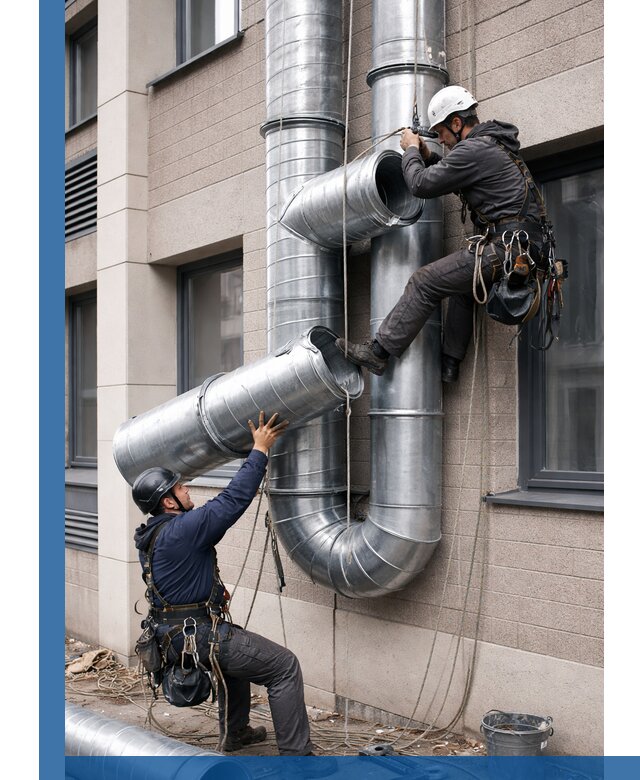 Монтаж фасадных воздуховодов в Кандалакше с герметизацией и крепежом