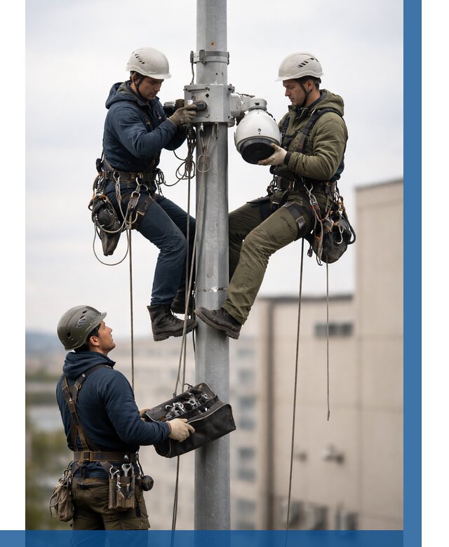 Установка видеокамер на мачте в Кандалакше от 8588 р. | ВЫСОТНИК-Кнд