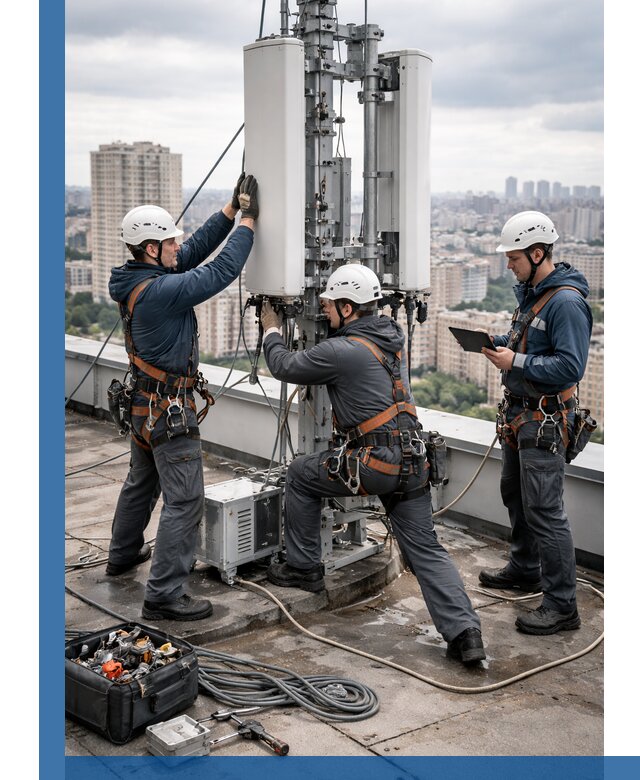 Монтаж антенн связи на крыше в Кандалакше с вводом в эксплуатацию