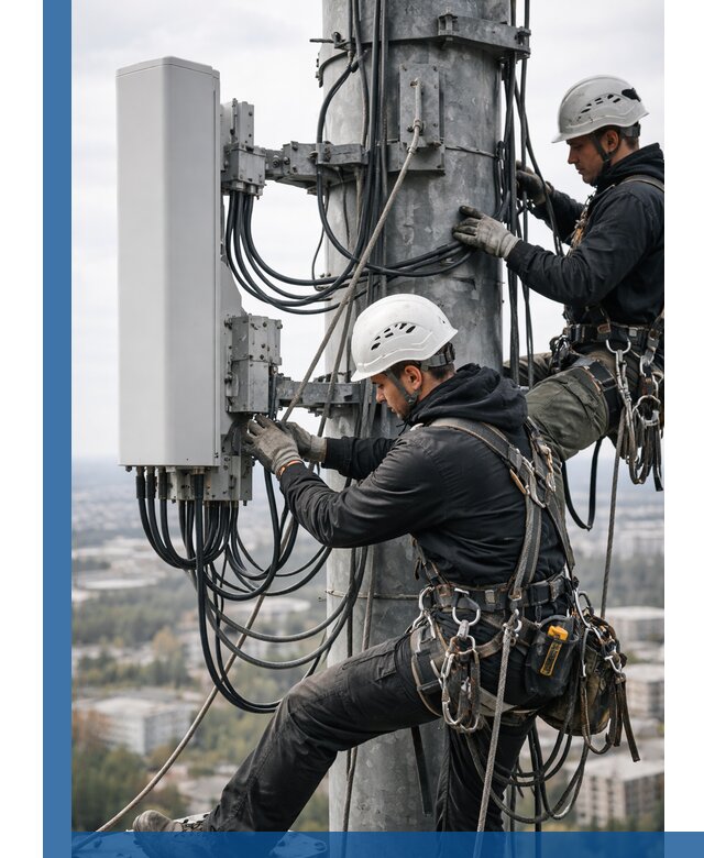 Монтаж оборудования связи на мачте в Кандалакше с пусконаладкой