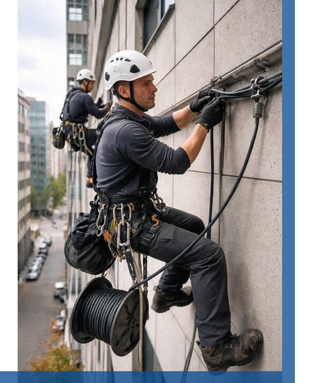 Прокладка кабеля по фасаду в Кандалакше от 354 р. | ВЫСОТНИК-Кнд