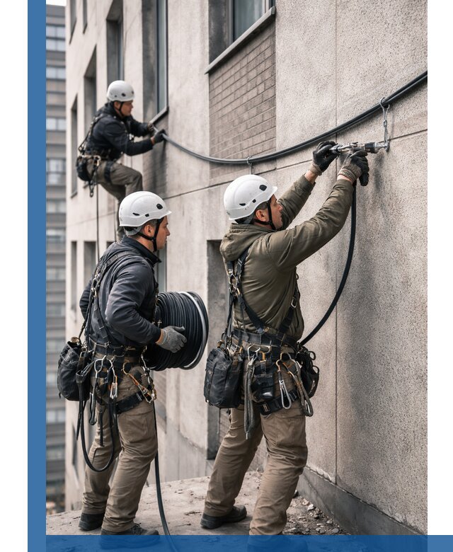 Прокладка кабеля по фасаду в Кандалакше, профессиональный монтаж