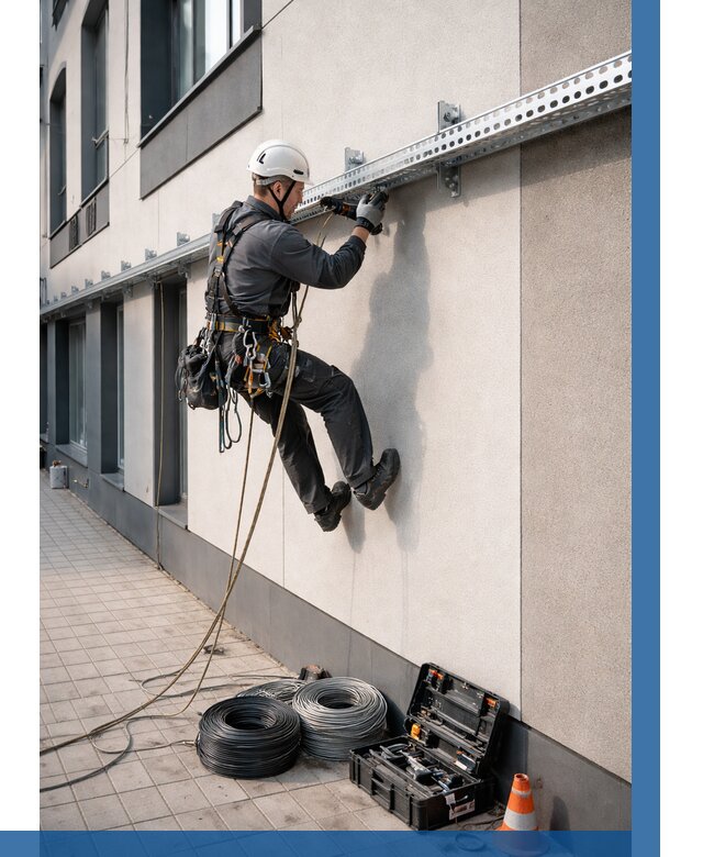 Монтаж кабельных лотков на фасаде в Кандалакше от 1212 р. | ВЫСОТНИК-Кнд