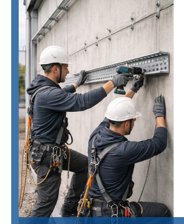 Монтаж кабельных лотков на фасаде зданий в Кандалакше с гарантией