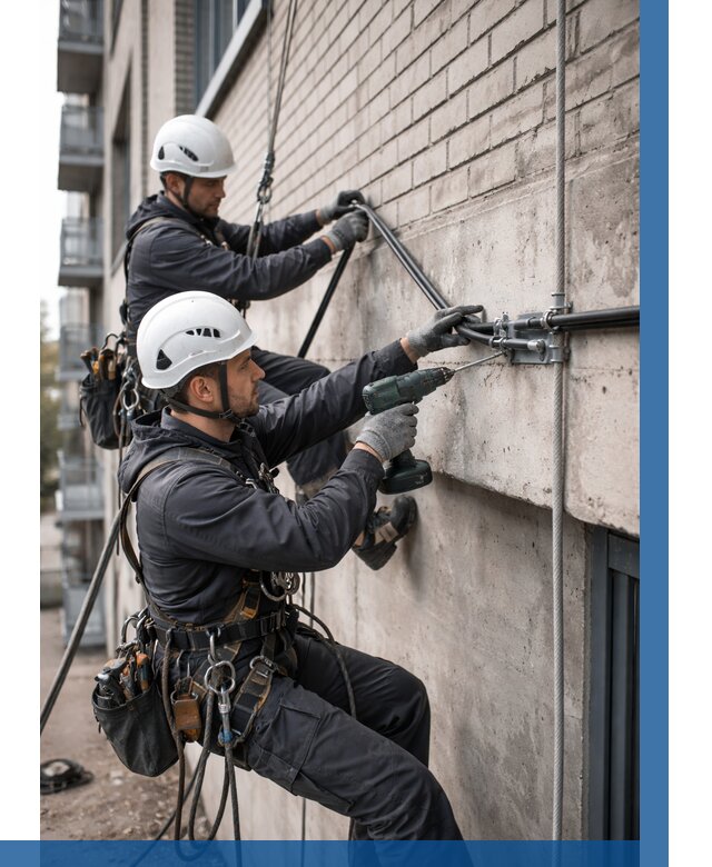 Крепление кабеля на фасаде в Кандалакше от 354 р. | ВЫСОТНИК-Кнд