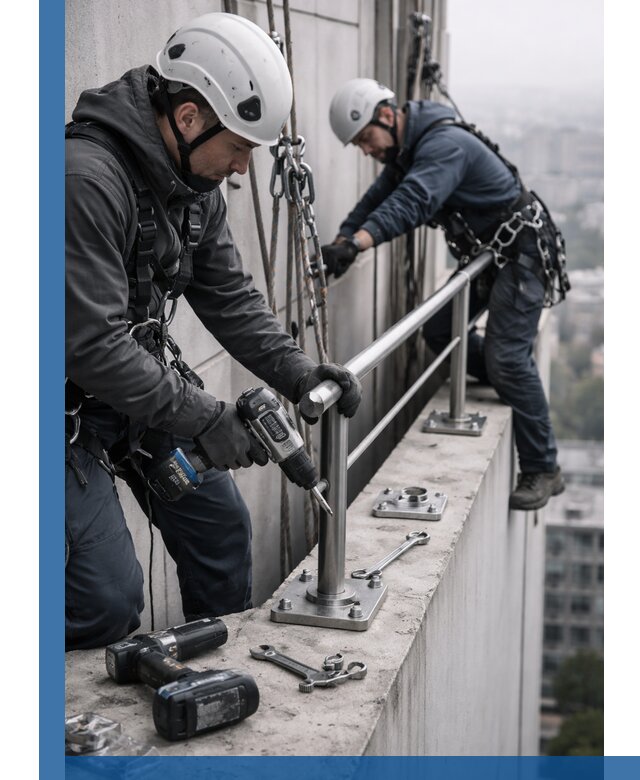 Монтаж перил на высоте в Кандалакше для жилых и промобъектов