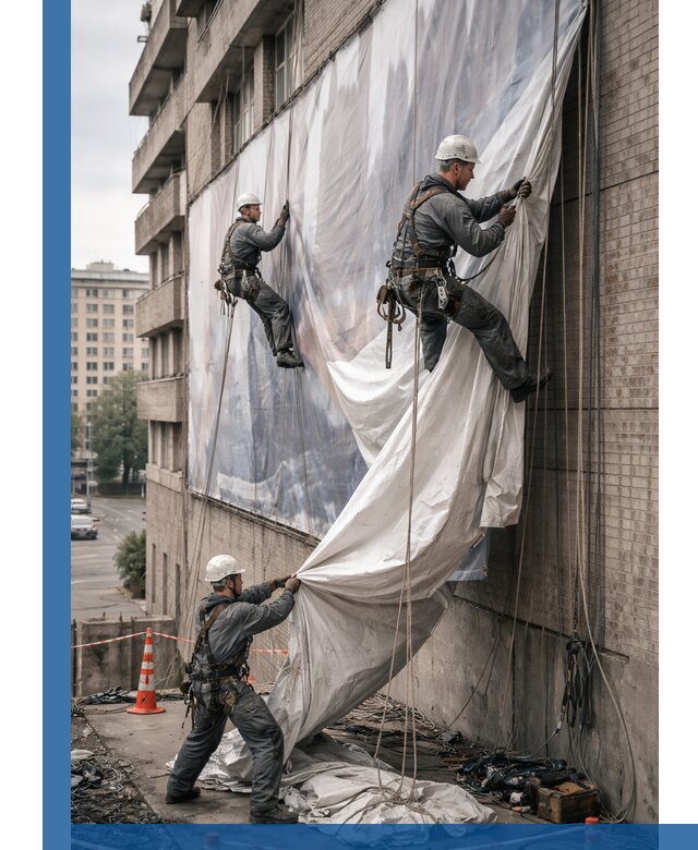 Демонтаж баннеров с фасада в Кандалакше оперативно и безопасно