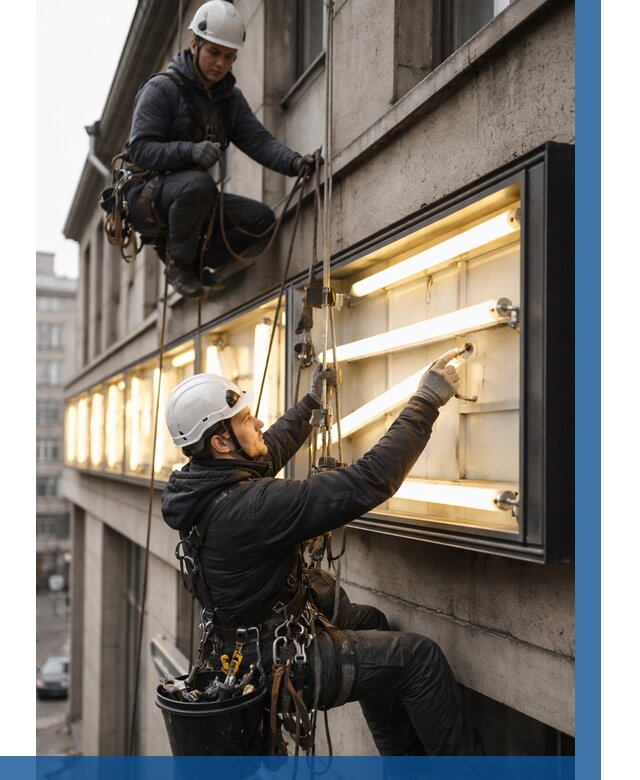 Замена ламп в вывеске в Кандалакше под ключ от 3536 р. | ВЫСОТНИК-Кнд