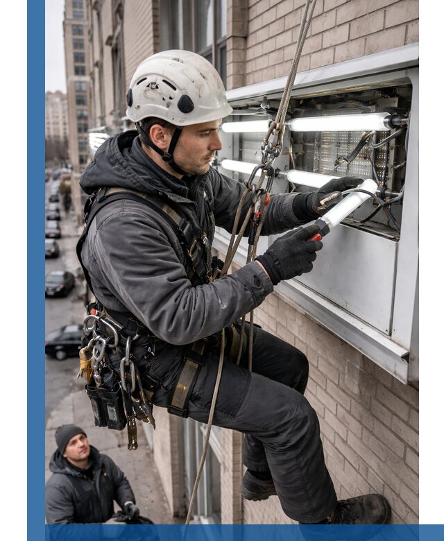 Профессиональная замена ламп в наружной вывеске в Кандалакше
