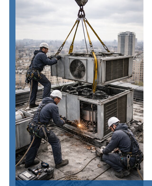 Демонтаж крышной установки в Кандалакше любой сложности