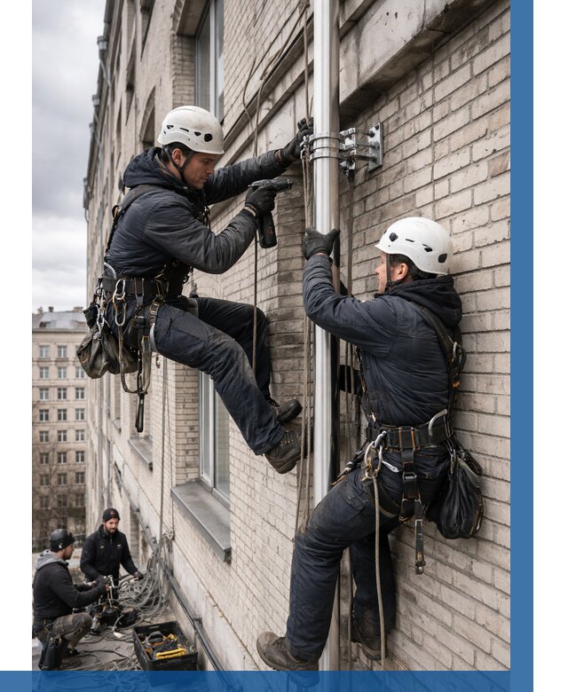 Монтаж флагштока на здании в Кандалакше от 6567 р. | ВЫСОТНИК-Кнд