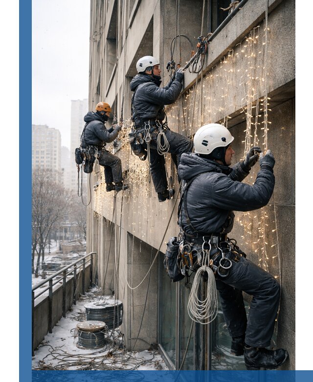 Монтаж новогодней иллюминации и украшение фасадов в Кандалакше