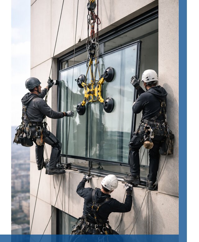 Монтаж стеклопакетов на высоте в Кандалакше от 3233 р. | ВЫСОТНИК-Кнд