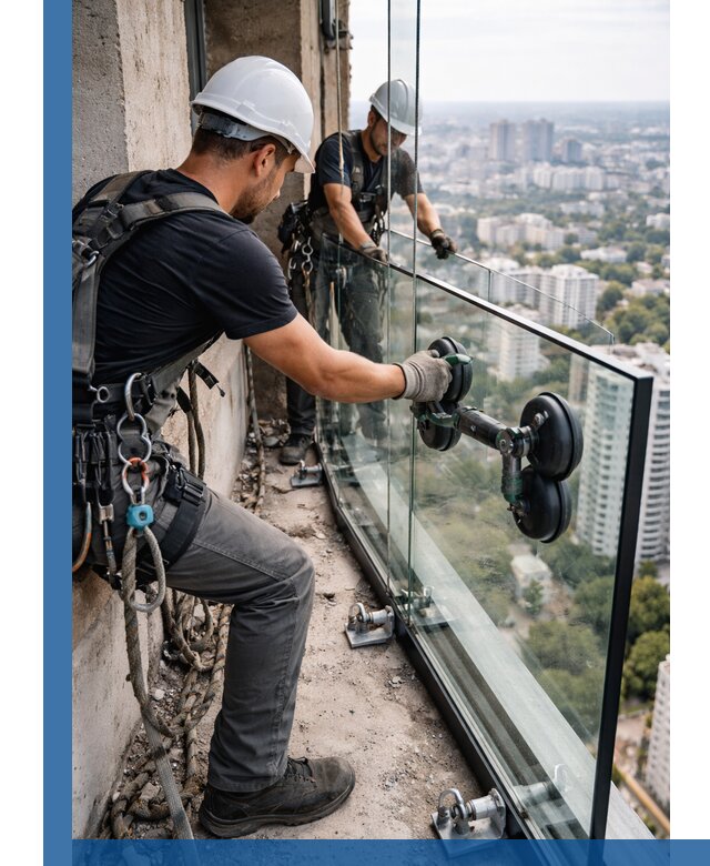 Монтаж стеклянных ограждений под ключ с гарантией в Кандалакше