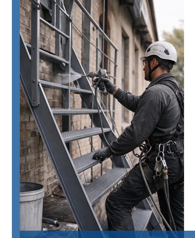 Покраска и антикоррозионная защита пожарных лестниц в Кандалакше